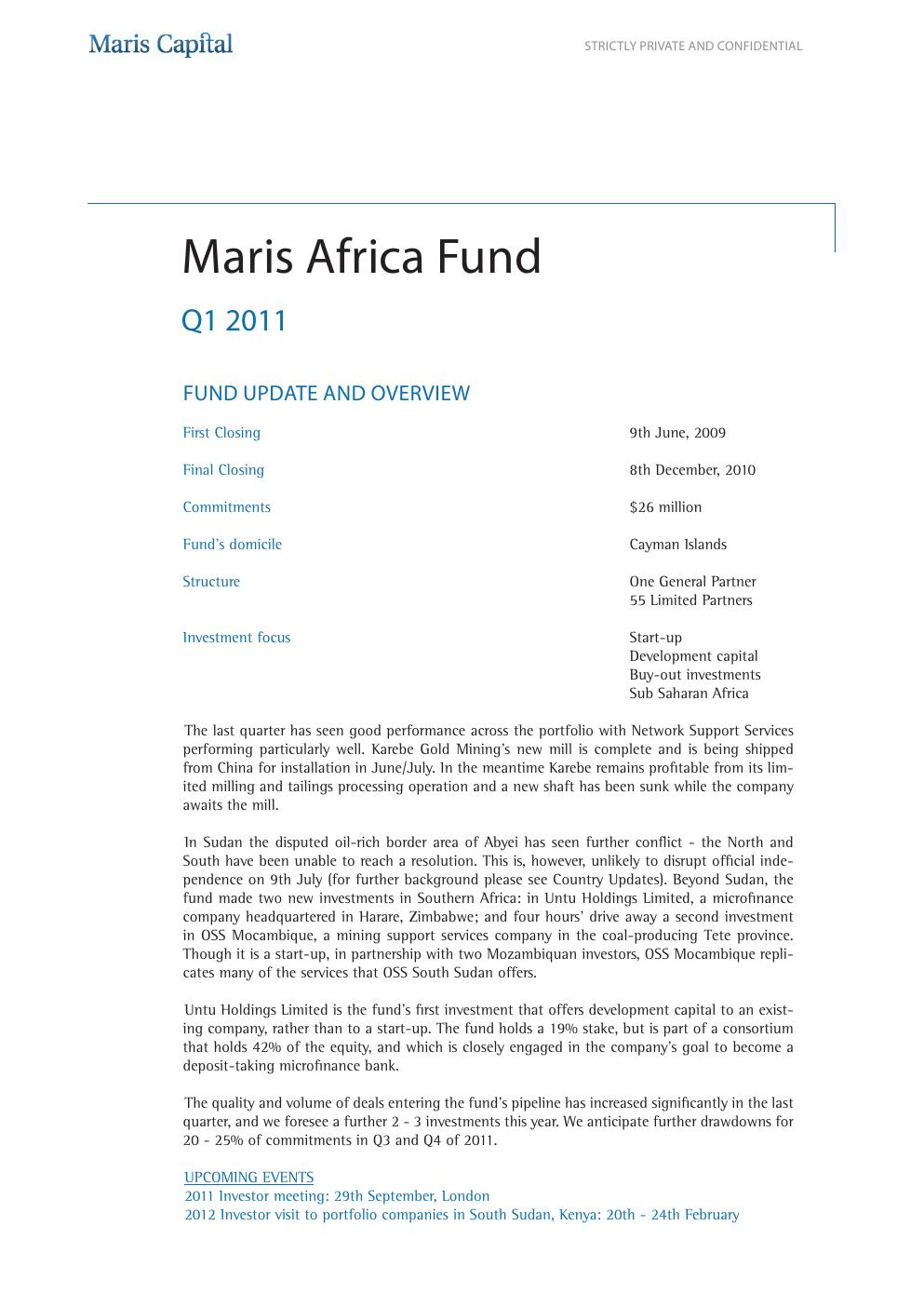 MAF I Fund 2011 Q1