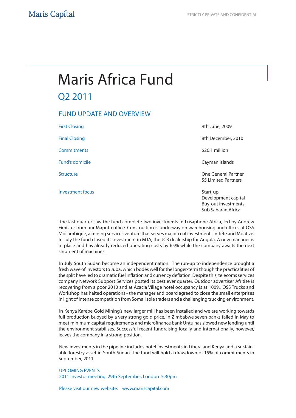MAF I Fund 2011 Q2