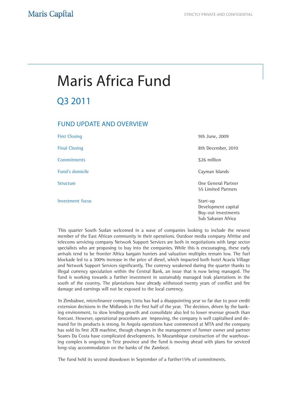 MAF I Fund 2011 Q3