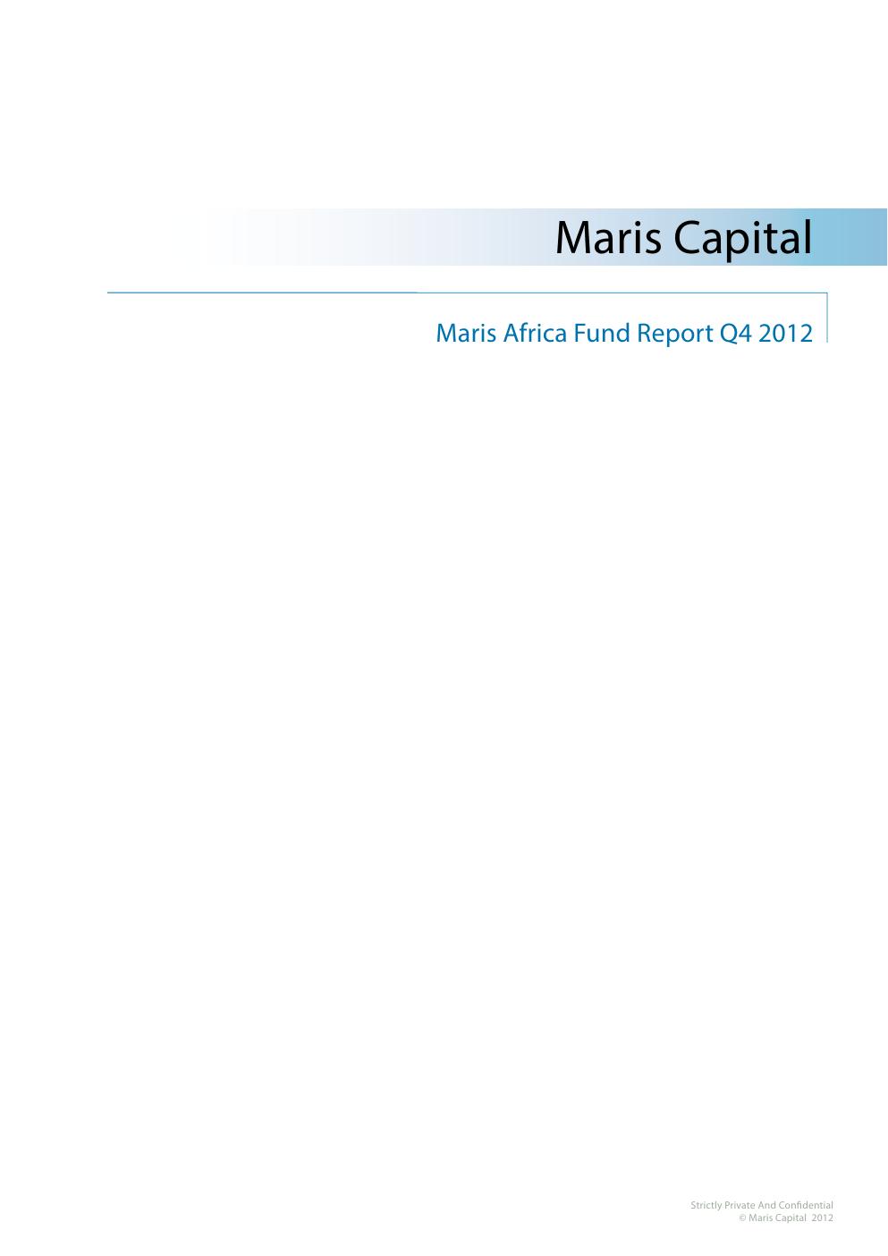 MAF I Fund 2012 Q4